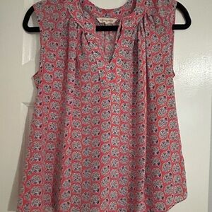 Rebecca Taylor Coral and Navy Patterned Blouse